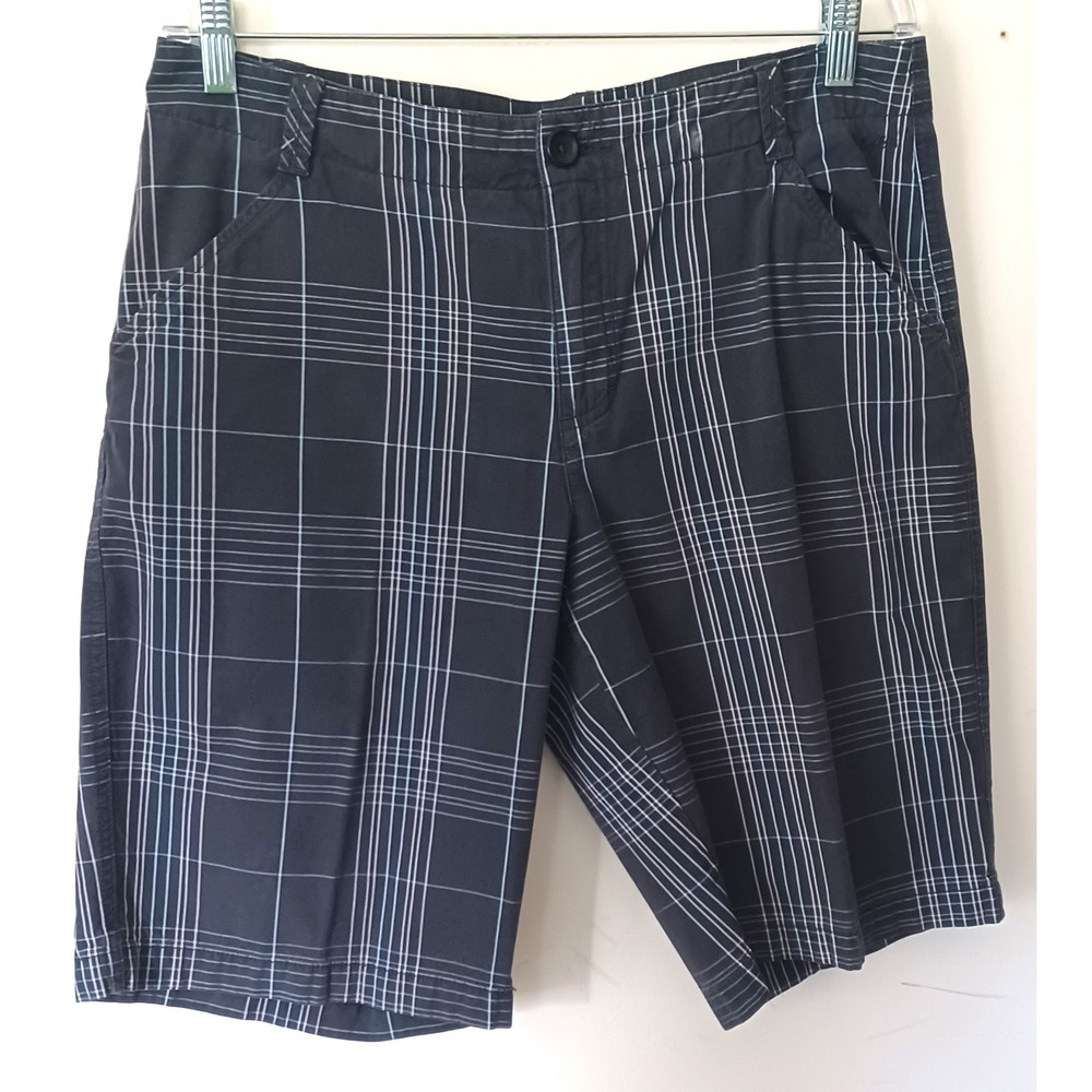 Cabela's Plaid Short Women 12 Grey Cotton Twill Outdoor Casual L77ST019 Gorpcore